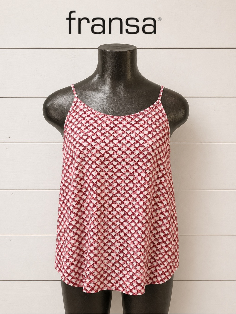 FRANSA Red & Ivory Geometric Print Camisole – Size M